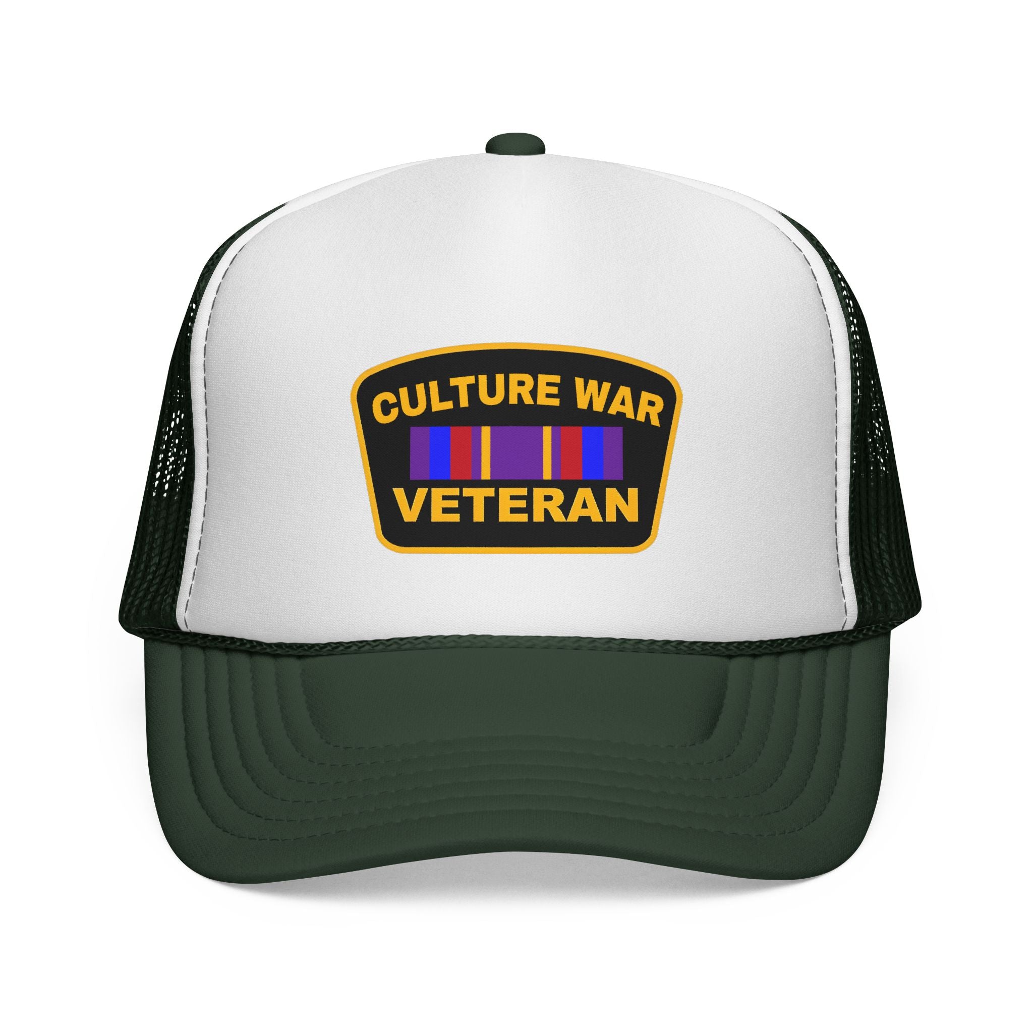 Culture War Veteran Trucker Hat – Retro Patch Mesh Cap for Political Activists & Commentators