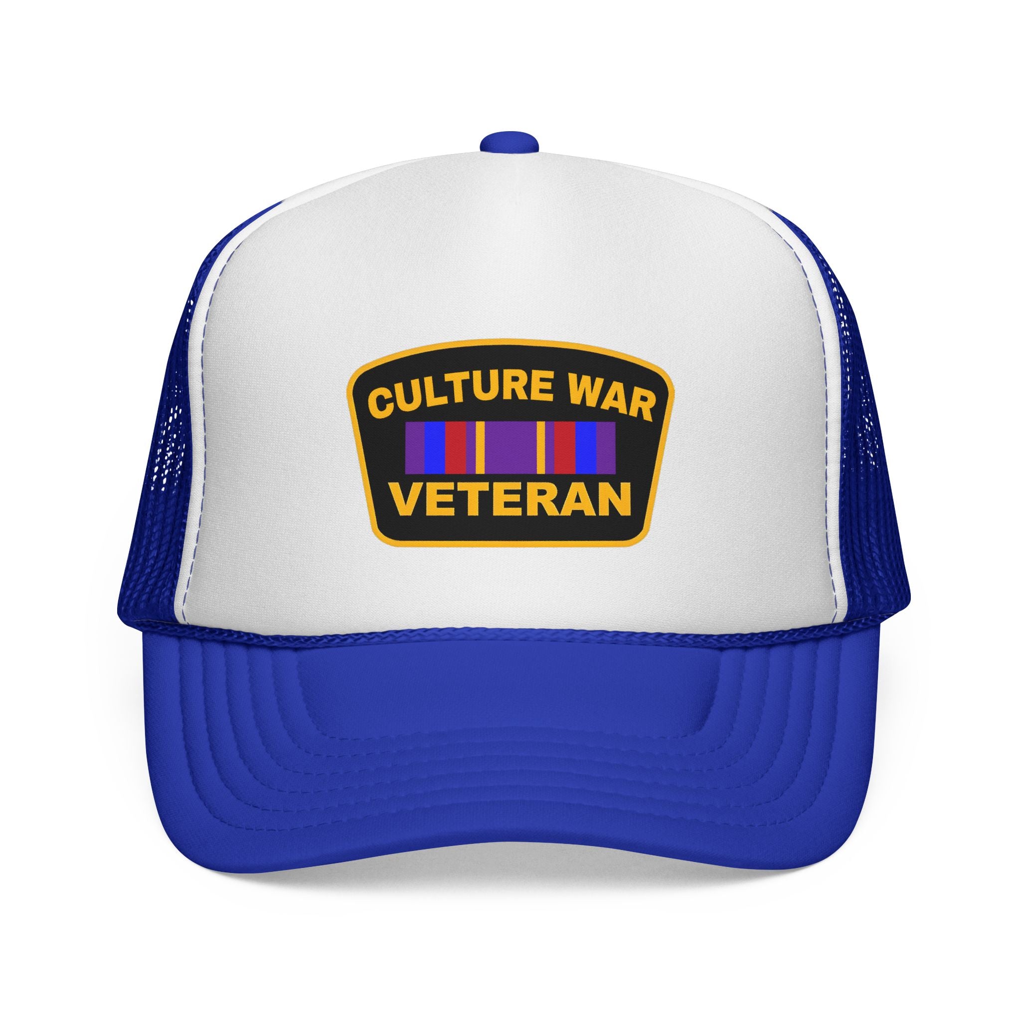 Culture War Veteran Trucker Hat – Retro Patch Mesh Cap for Political Activists & Commentators