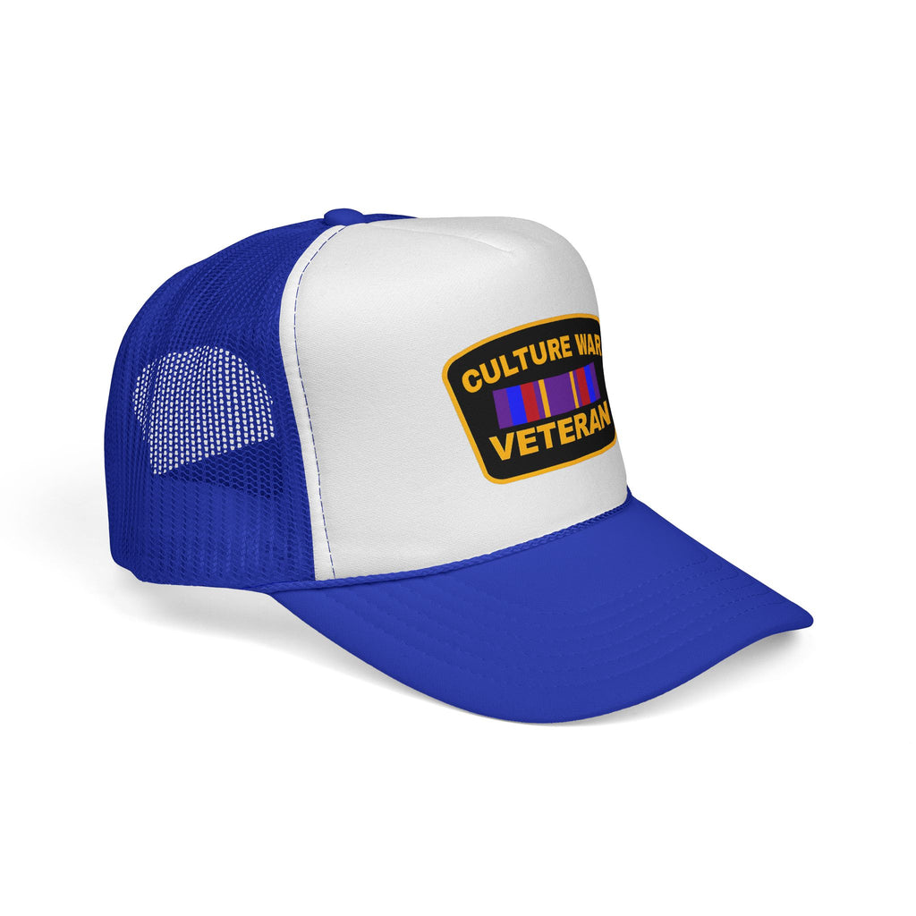 Culture War Veteran Trucker Hat – Retro Patch Mesh Cap for Political Activists & Commentators