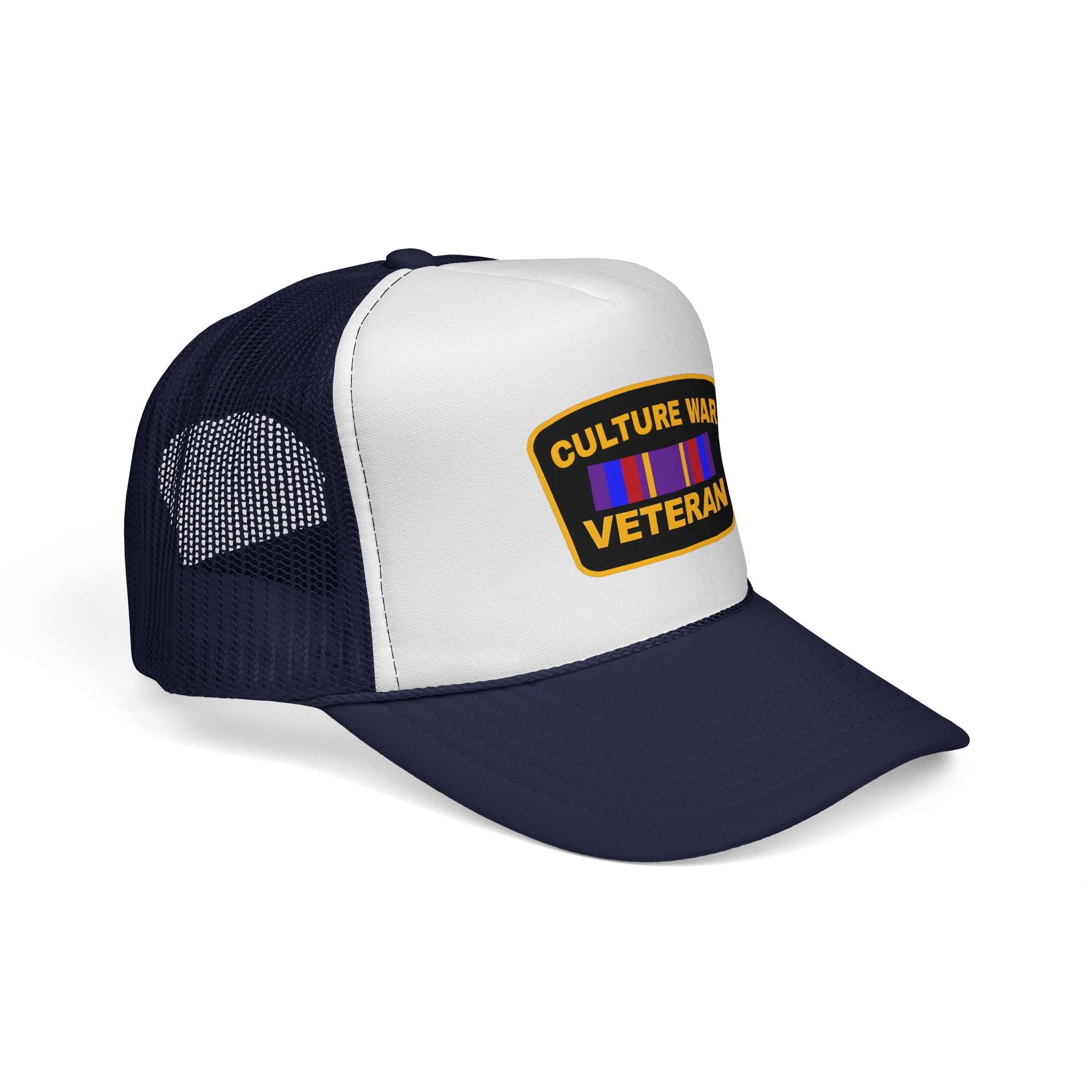 Culture War Veteran Trucker Hat – Retro Patch Mesh Cap for Political Activists & Commentators