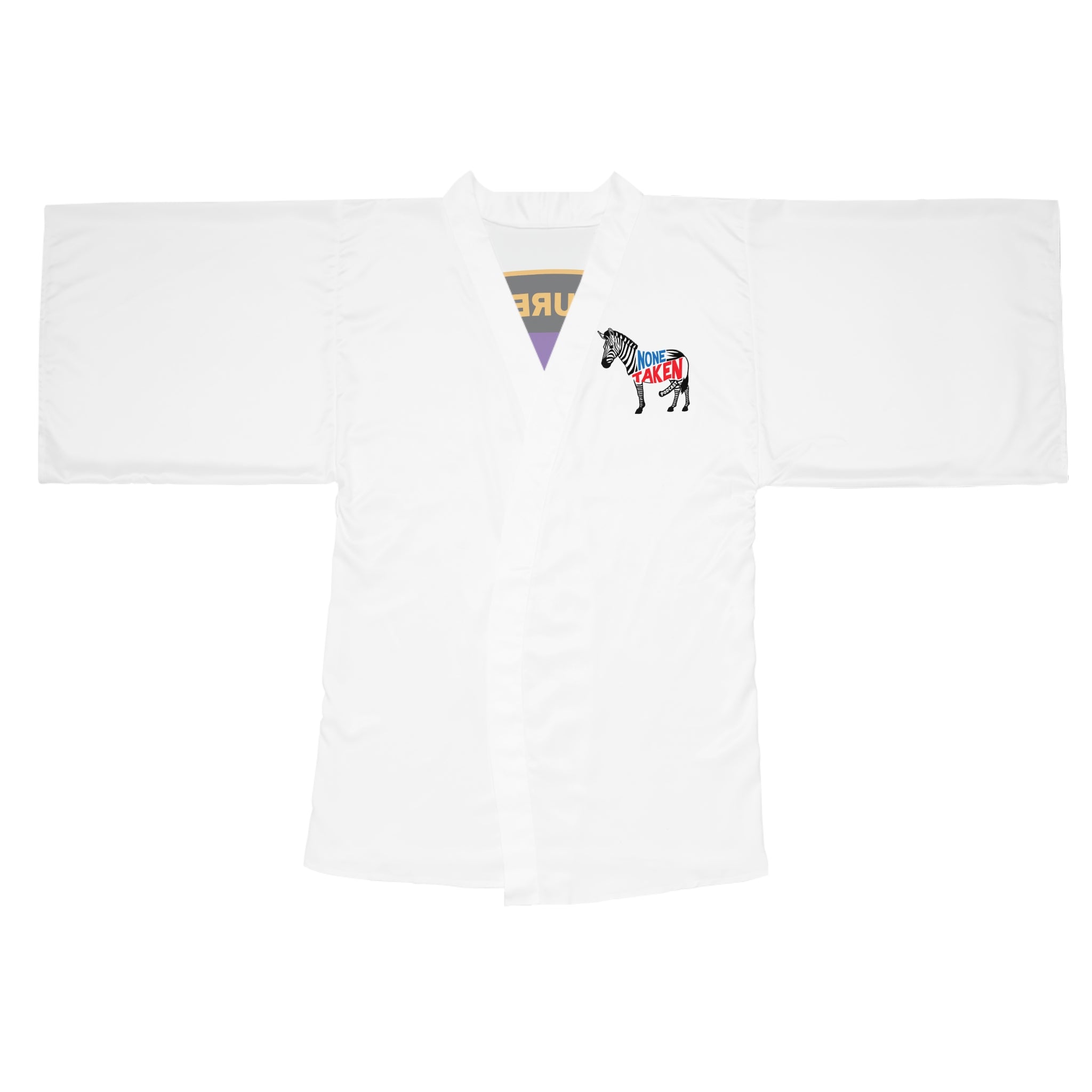 Zebra 'None Taken' Kimono Robe — Graphic Long Sleeve Lounge Wrap