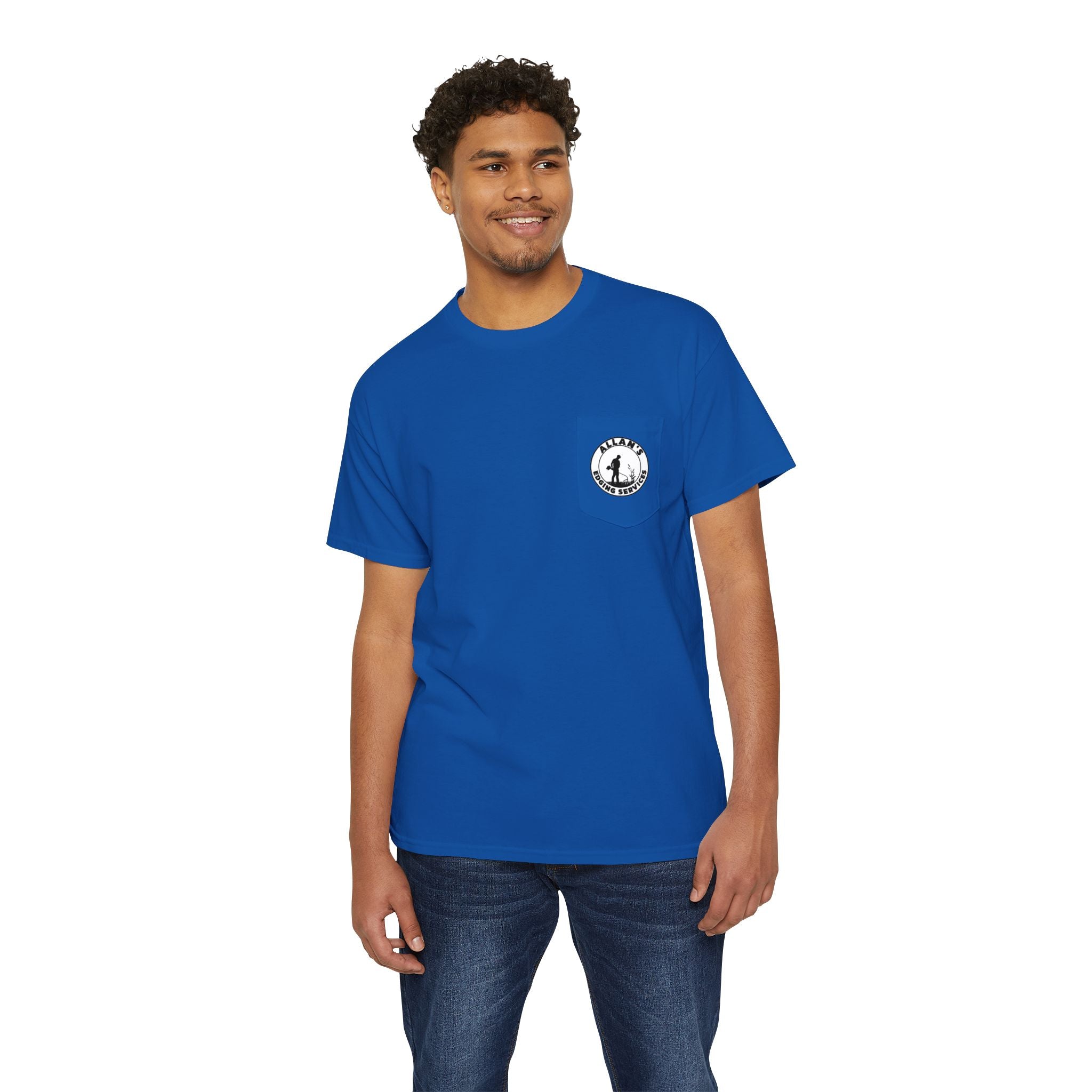 Edging Services Pocket Tee — Allan's Landscaping Logo T-Shirt