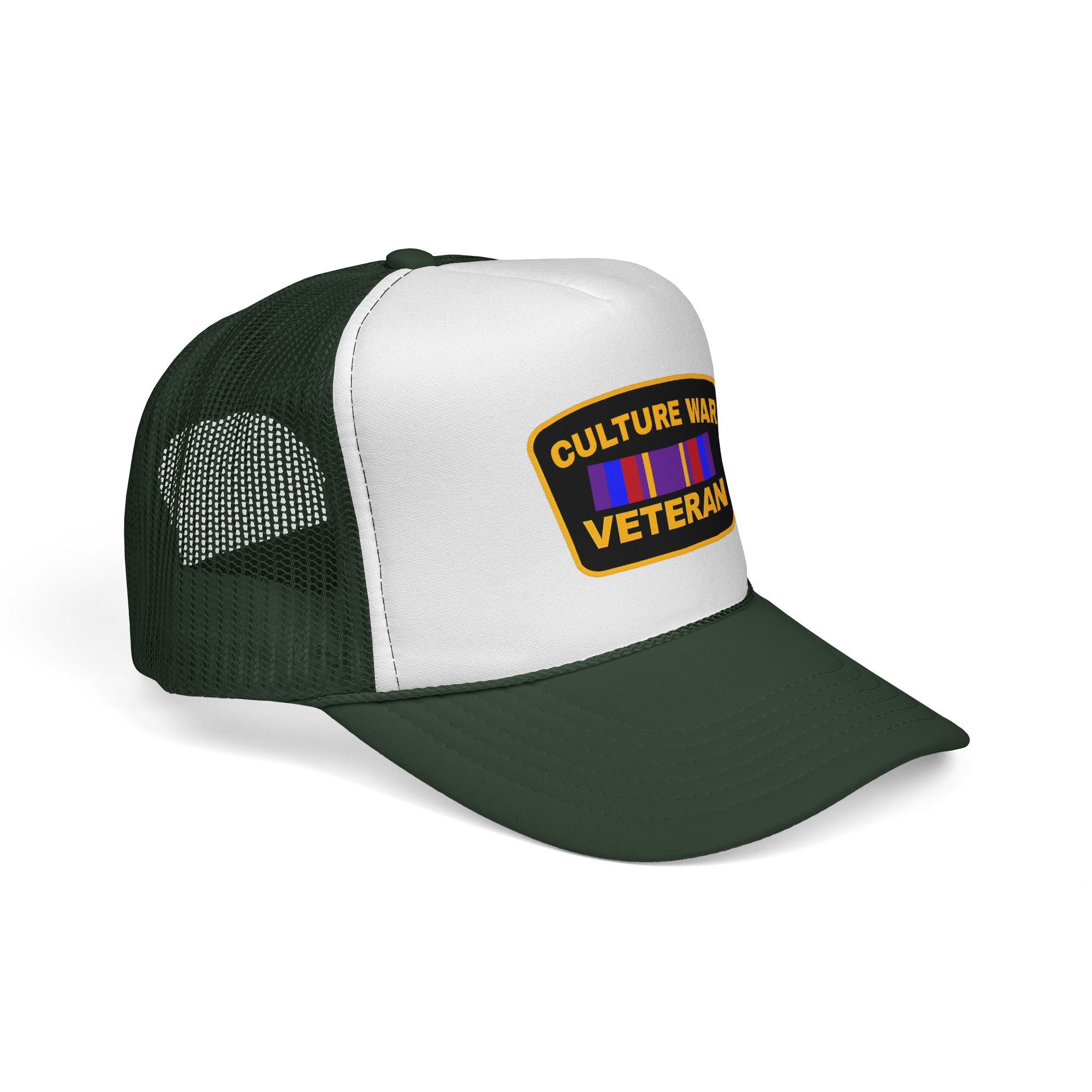 Culture War Veteran Trucker Hat – Retro Patch Mesh Cap for Political Activists & Commentators