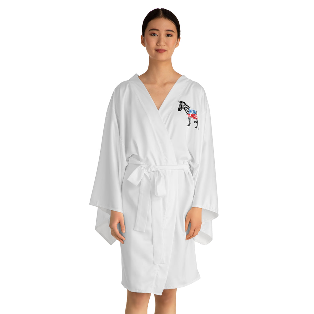 Zebra 'None Taken' Kimono Robe — Graphic Long Sleeve Lounge Wrap