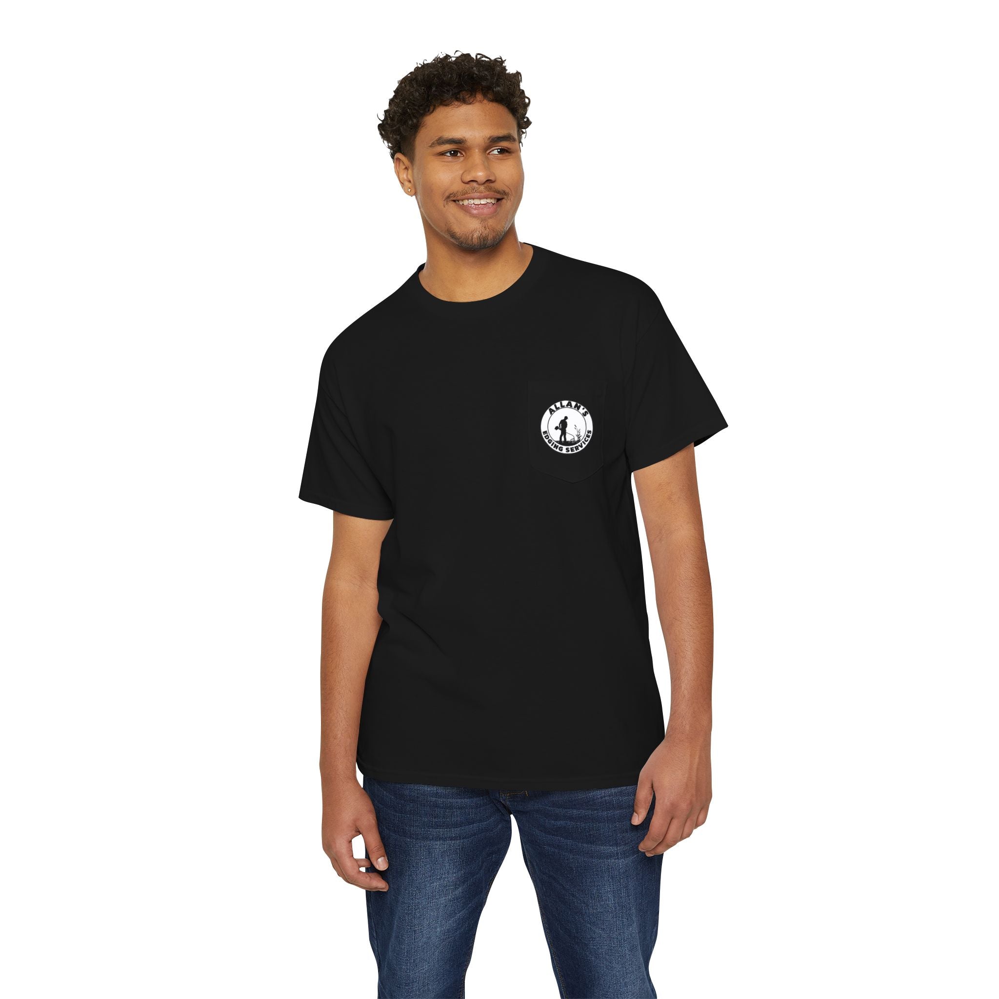 Edging Services Pocket Tee — Allan's Landscaping Logo T-Shirt