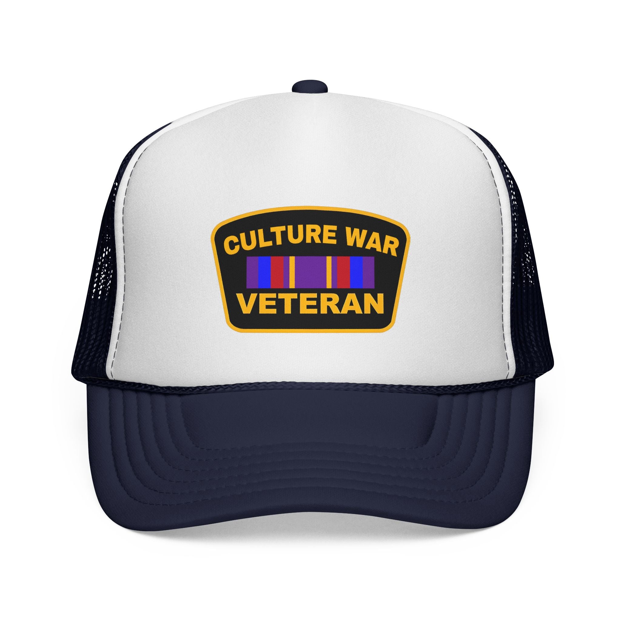 Culture War Veteran Trucker Hat – Retro Patch Mesh Cap for Political Activists & Commentators
