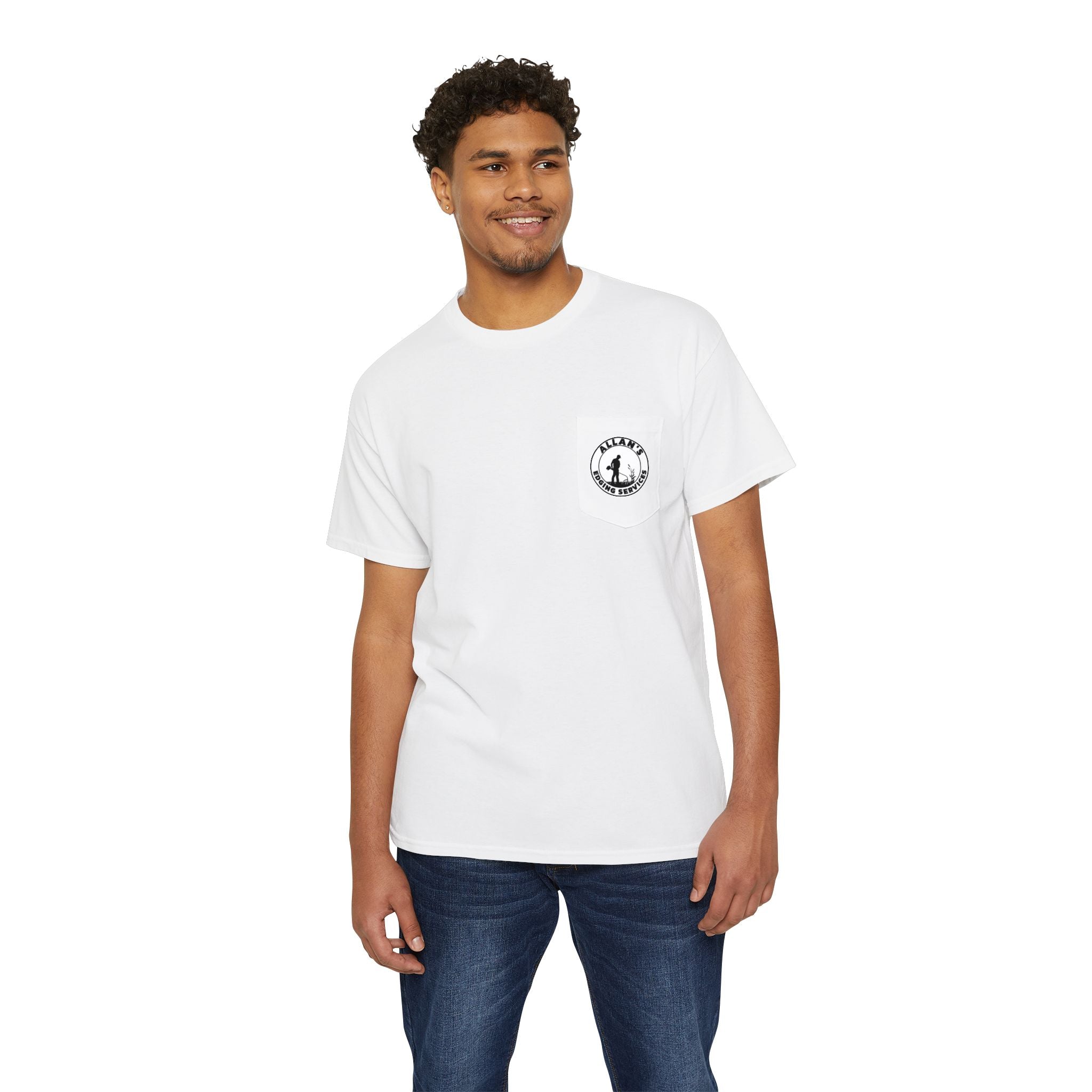 Edging Services Pocket Tee — Allan's Landscaping Logo T-Shirt