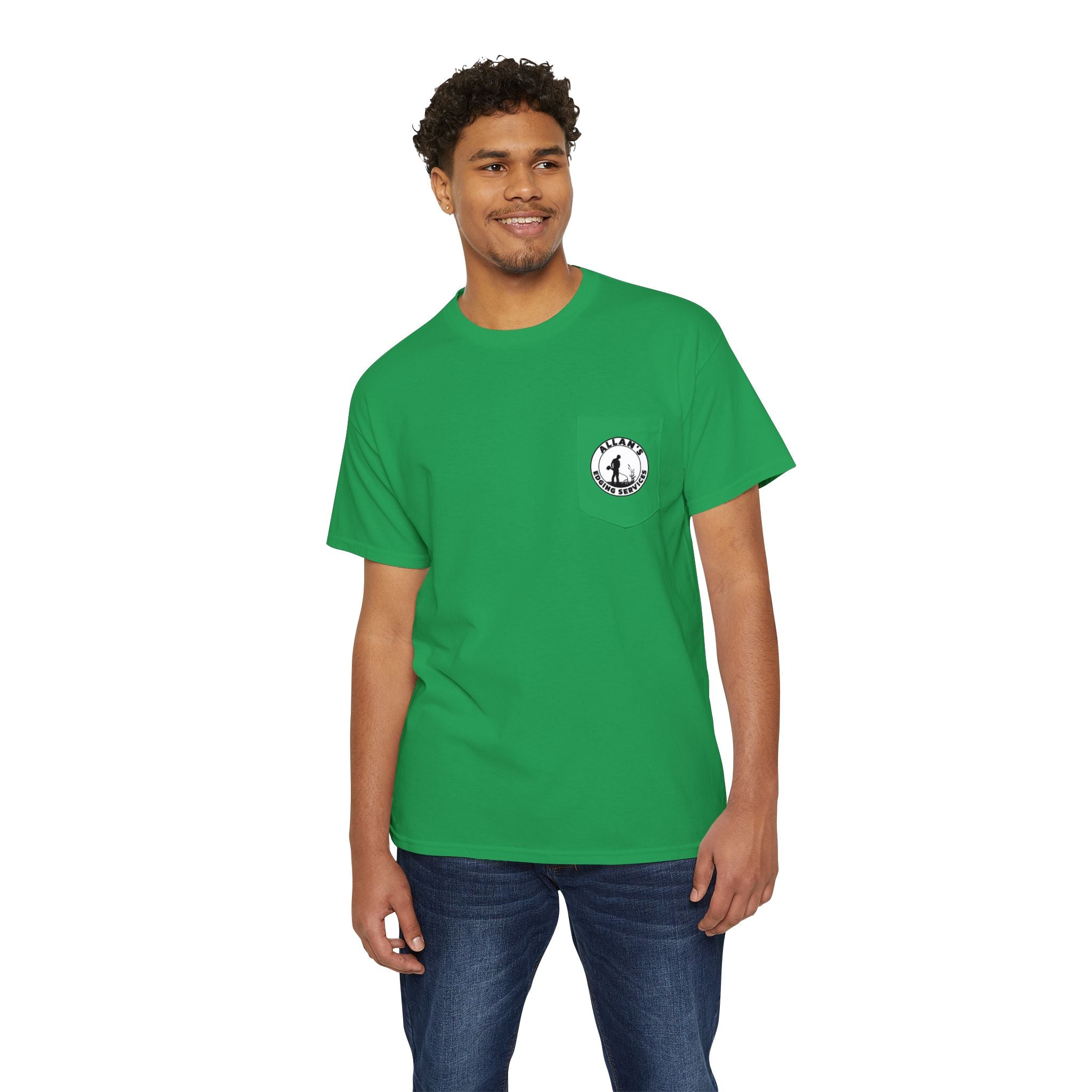 Edging Services Pocket Tee — Allan's Landscaping Logo T-Shirt