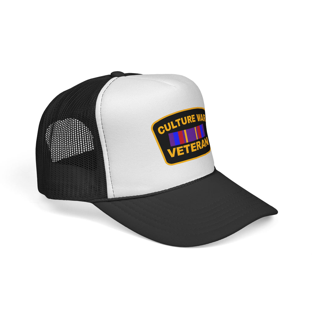 Culture War Veteran Trucker Hat – Retro Patch Mesh Cap for Political Activists & Commentators