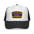 Culture War Veteran Trucker Hat – Retro Patch Mesh Cap for Political Activists & Commentators