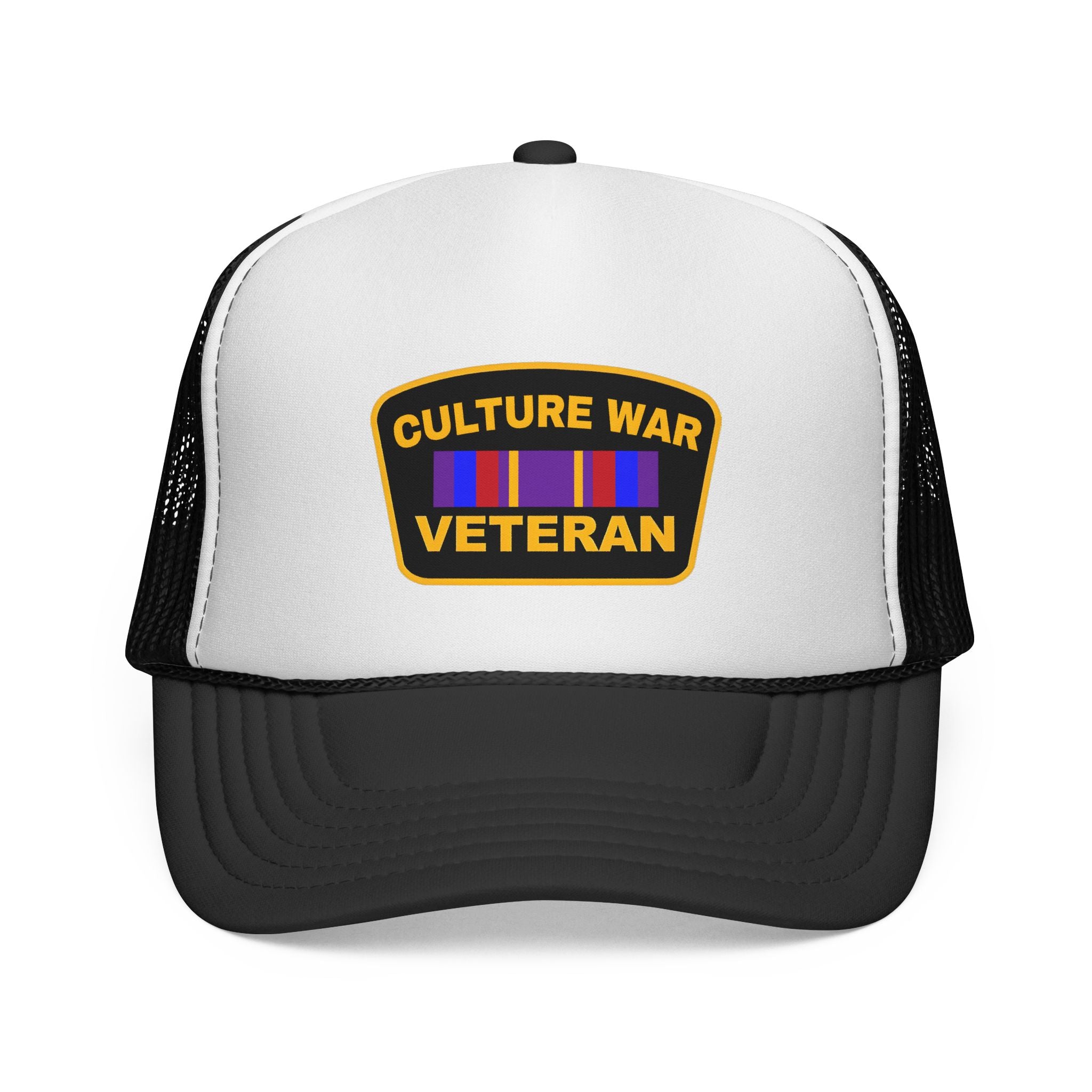 Culture War Veteran Trucker Hat – Retro Patch Mesh Cap for Political Activists & Commentators